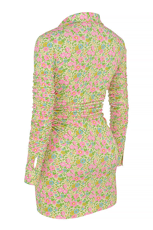 Vintage sukienka koszulowa mini w kwiaty