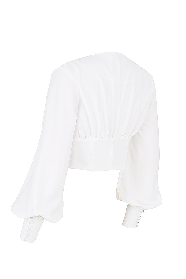 Biaęy gorset ze sznurkami