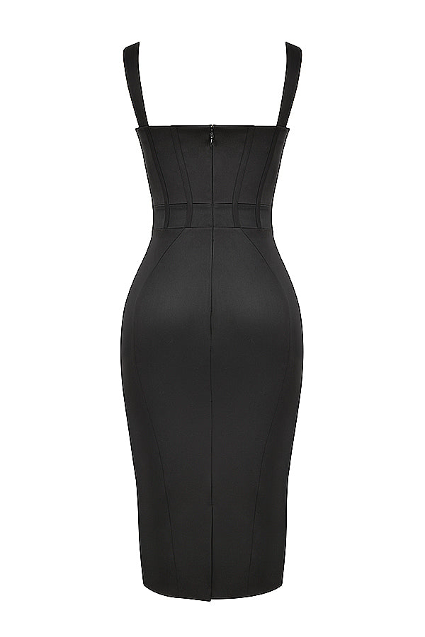 Satynowa gorsetowa sukienka midi