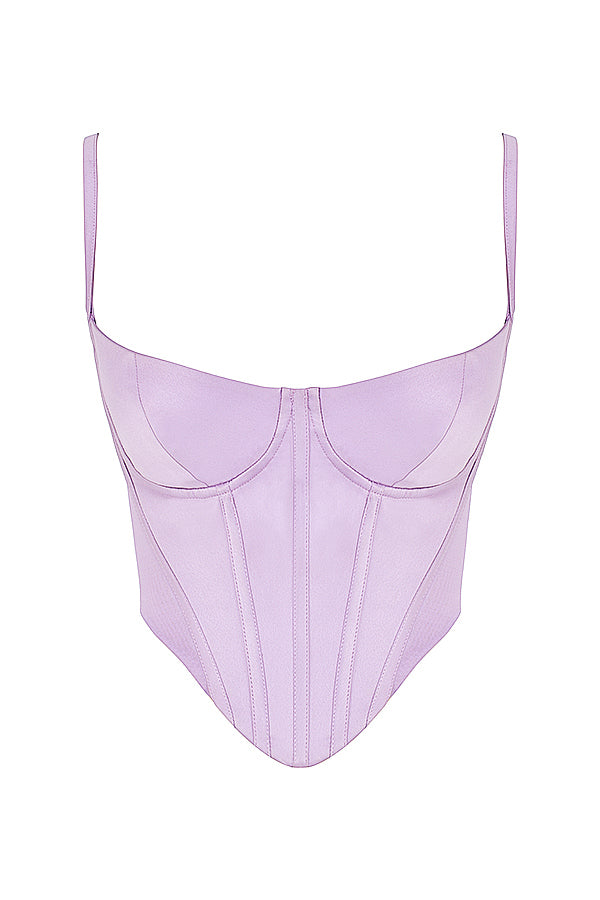 Satynowy gorset w ksztaęcie orchidei ze spódniczką mini