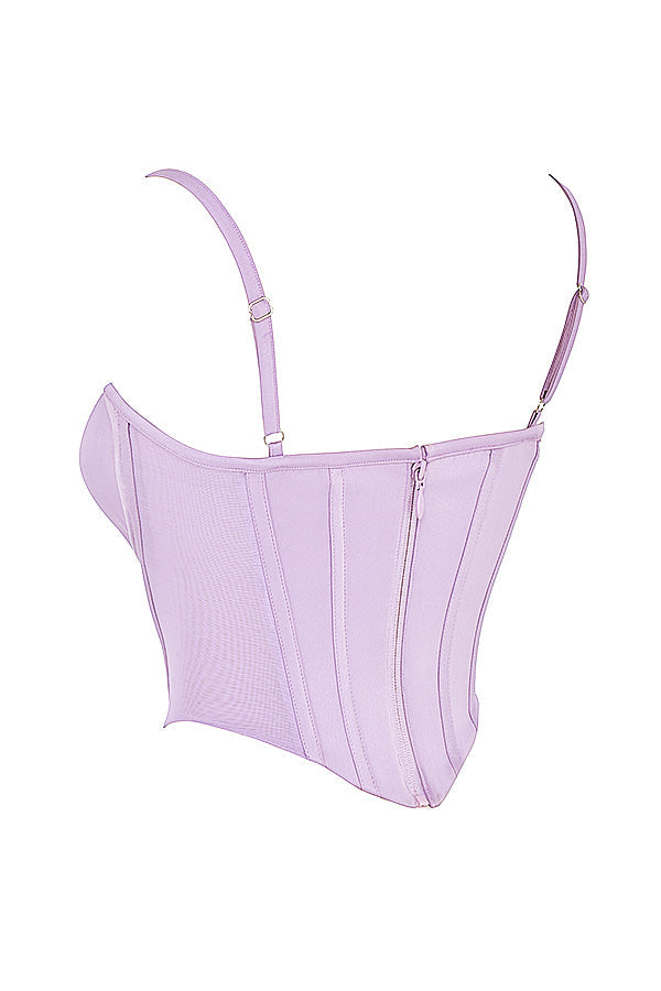 Satynowy gorset w ksztaęcie orchidei ze spódniczką mini