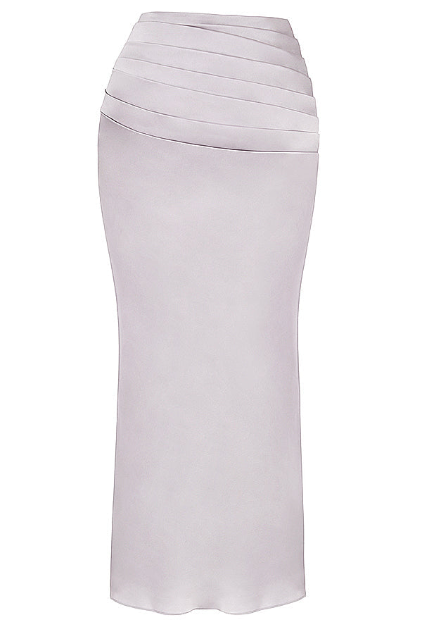 Szary gorset na fiszbinach z satynow¹ plisowan¹ spódnic¹ maxi