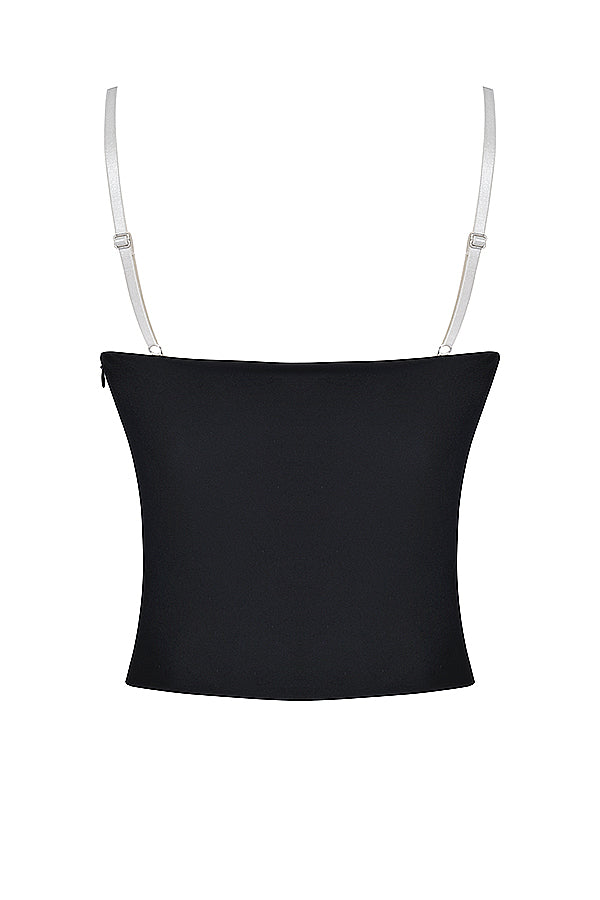 Top na fiszbinach w kolorze czarno-biaęym ze spódniczką mini