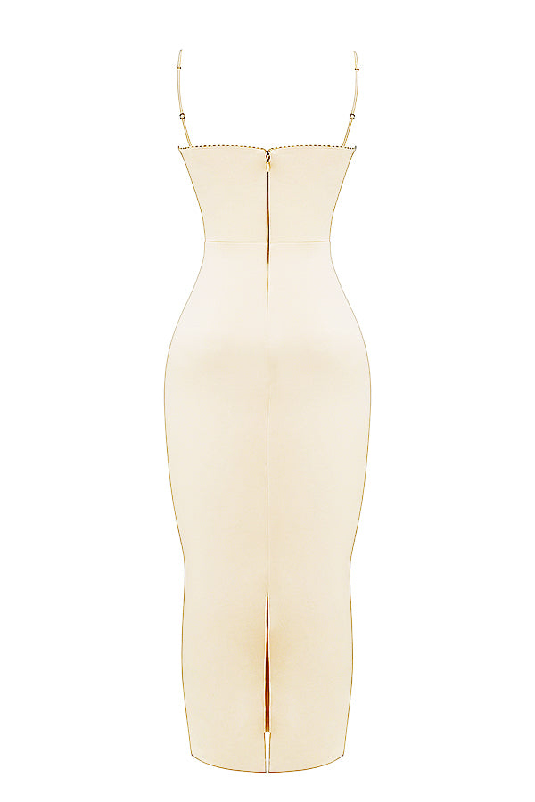 Sukienka maxi w kolorze kremowym, vintage