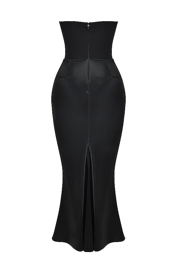 Elegancka gorsetowa sukienka maxi bez ramiączek