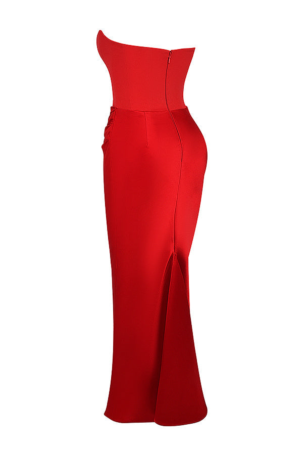 Elegancka gorsetowa sukienka maxi bez ramiączek