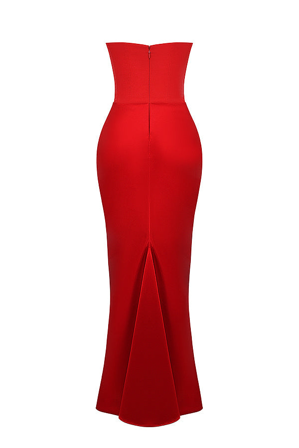 Elegancka gorsetowa sukienka maxi bez ramiączek