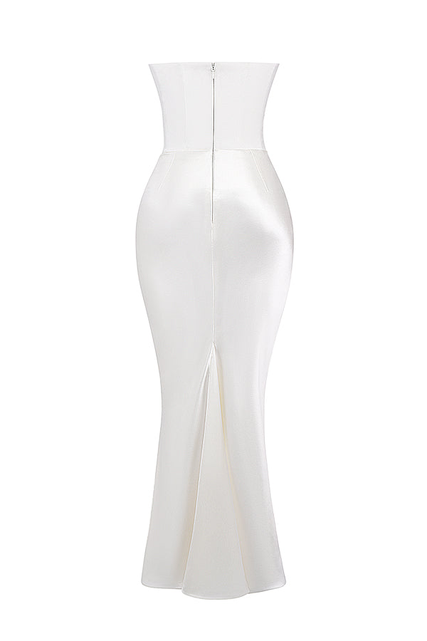 Elegancka gorsetowa sukienka maxi bez ramiączek