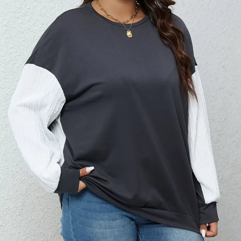 Bluza Oversize w kontrastowym kolorze w kolorze szarym