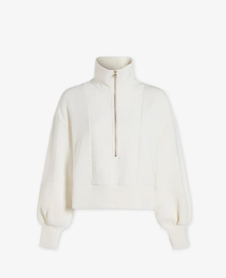 Sweter z zamkiem błyskawicznym w kolorze białym
