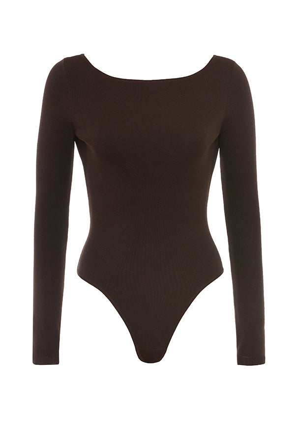 Body w kolorze espresso z odkrytymi plecami