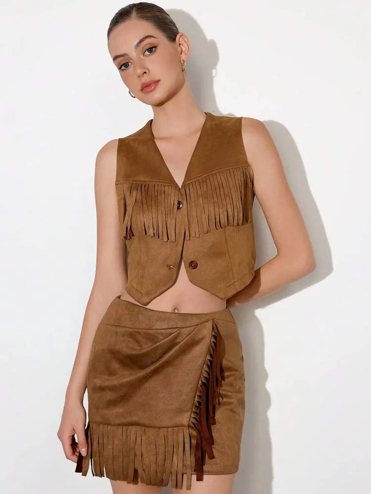 Top i spódnica w stylu western cowgirl