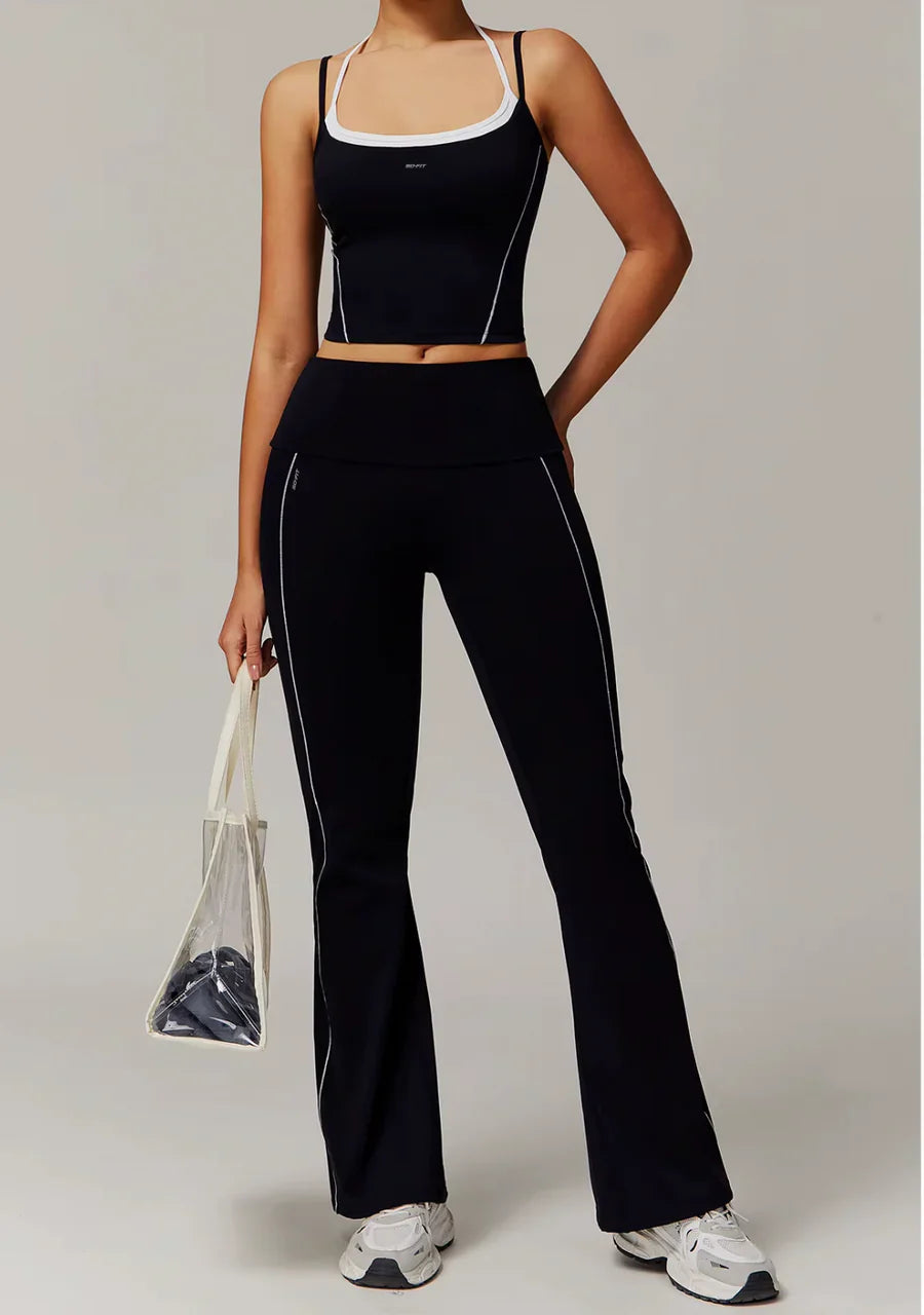 Dwuczęściowy zestaw fitness w kolorze czarnym