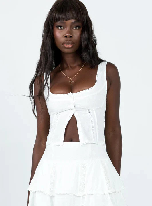 Biały Top z kwiatowym wzorem