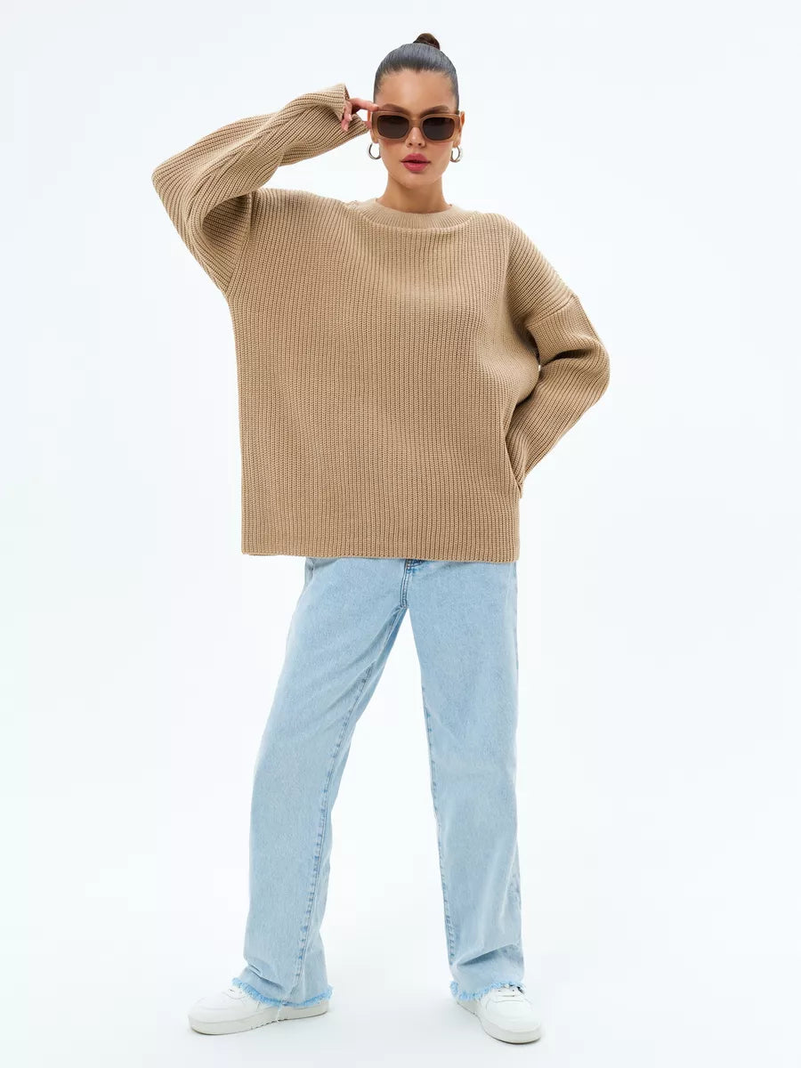 Luźny dzianinowy sweter w paski