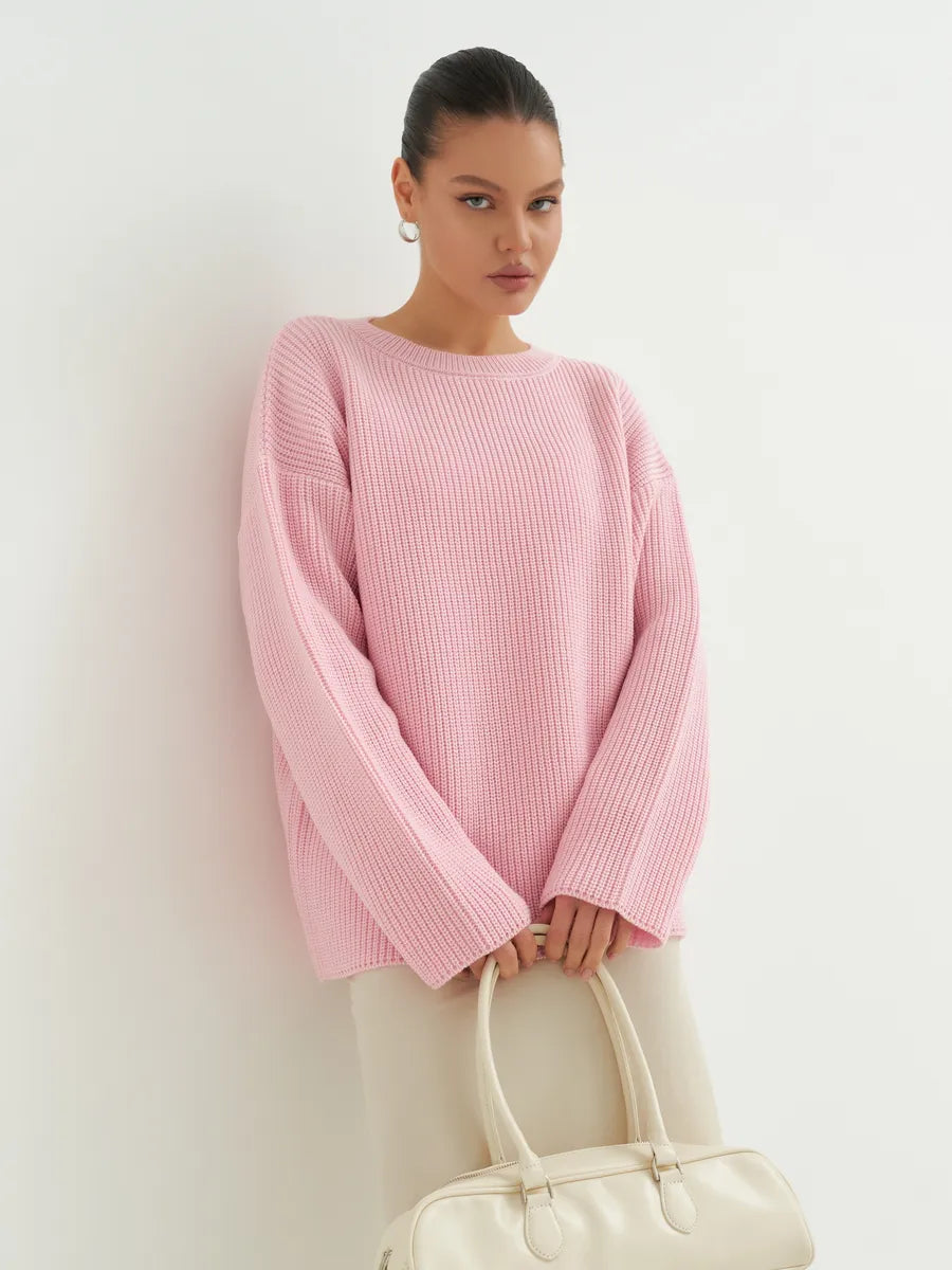 Luźny dzianinowy sweter w paski