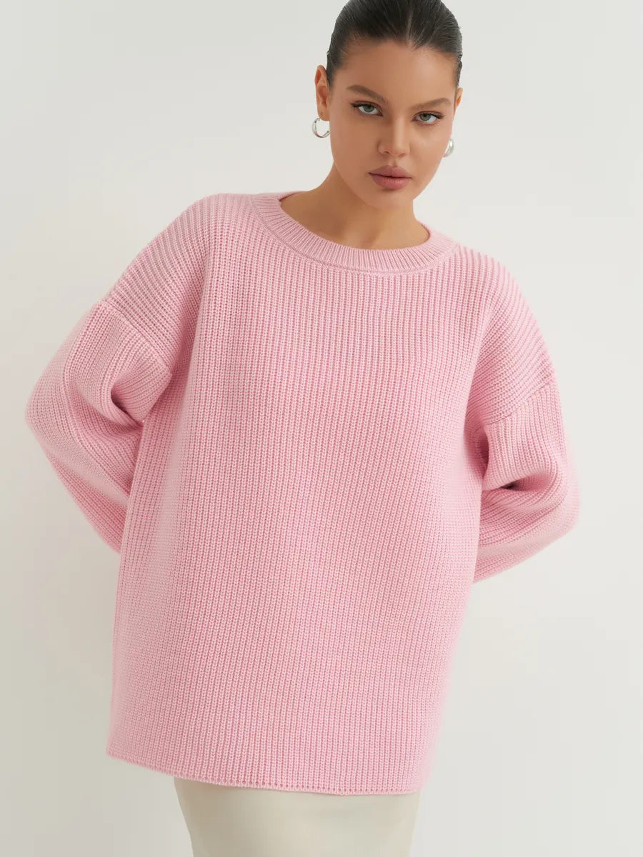 Luźny dzianinowy sweter w paski