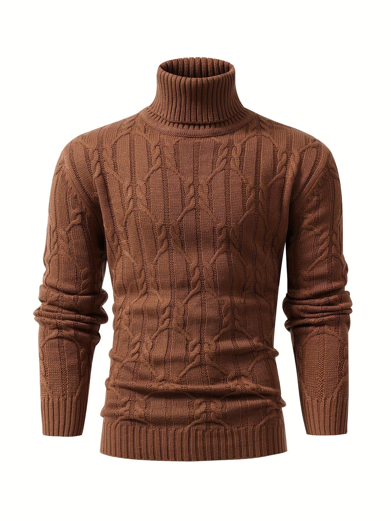Brązowy sweter mêski z dzianiny