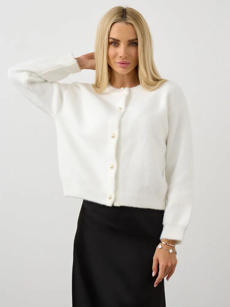 Kardigan z dzianiny przypominającej norkę