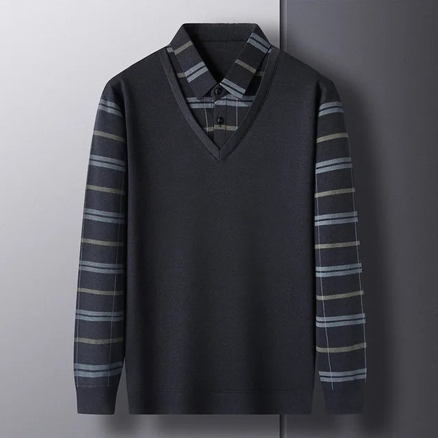 Dwuczêœciowy sweter mêski Leopold w paski