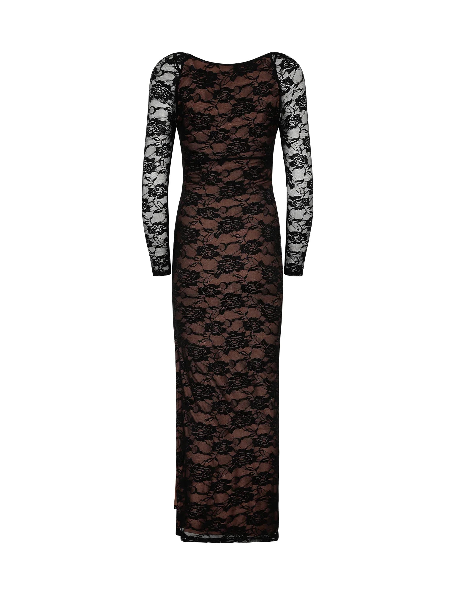 Elegancka sukienka maxi z czarnej koronki