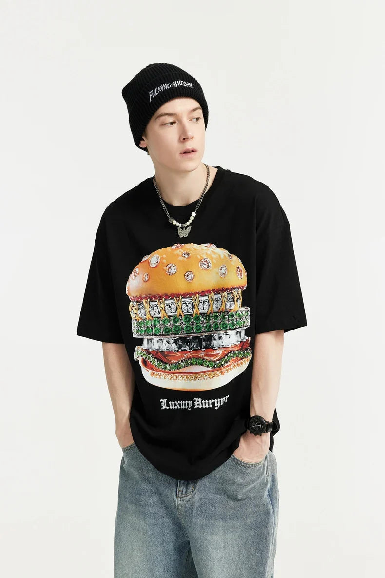 T-shirt z nadrukiem hamburgera