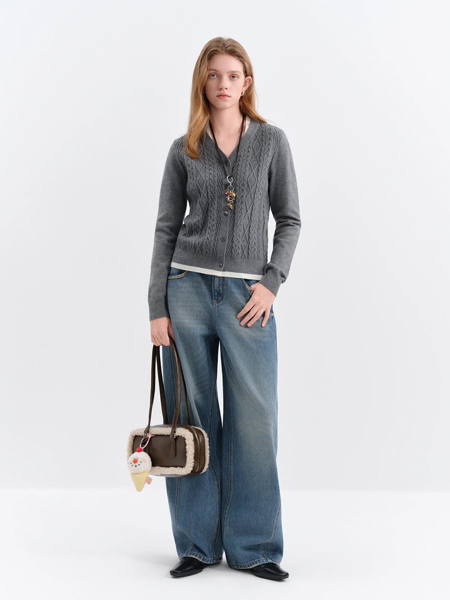 Dwuczęściowy dzianinowy kardigan