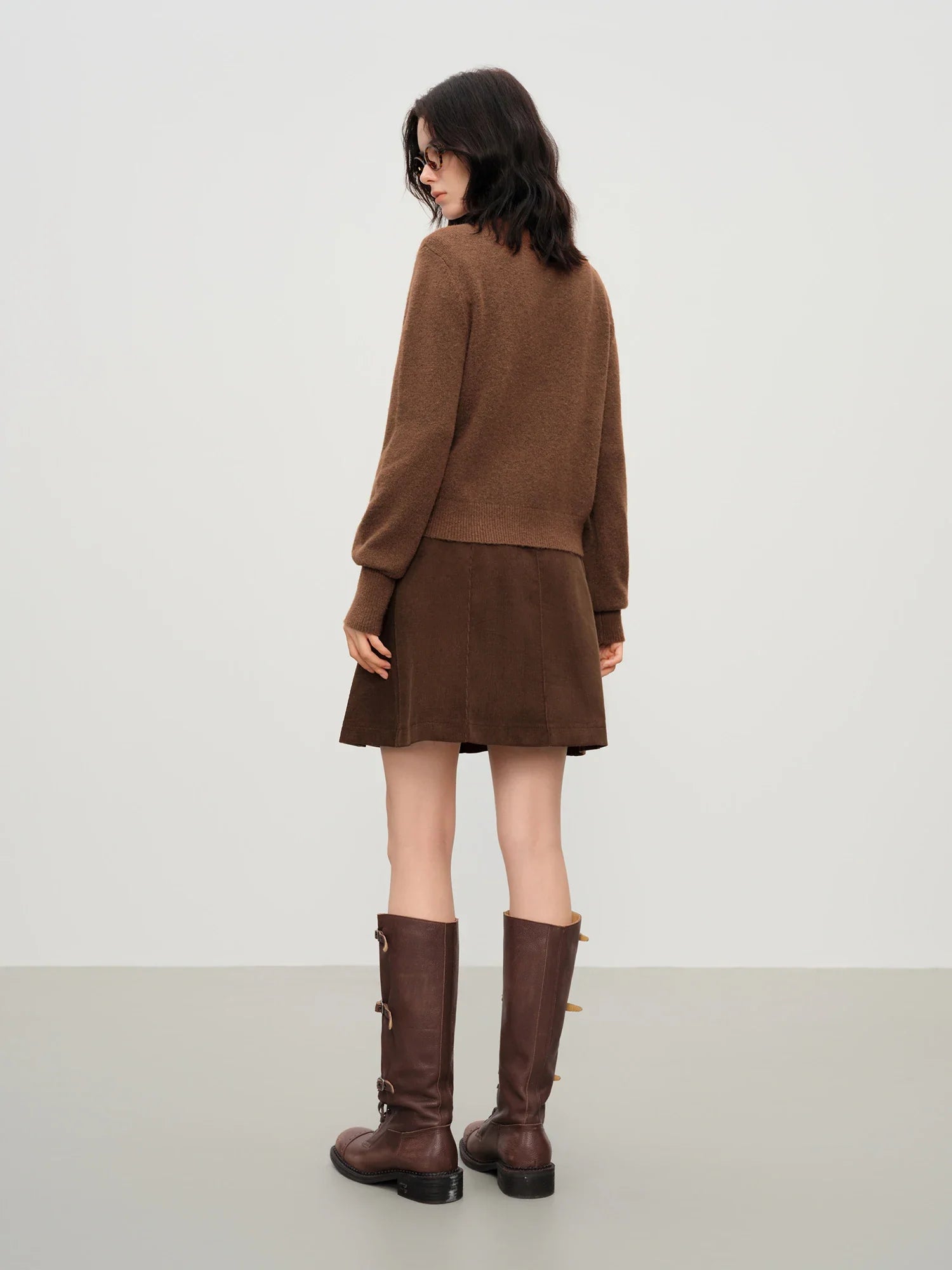 Kardigan z dzianiny mieszanej z wełnianymi guzikami