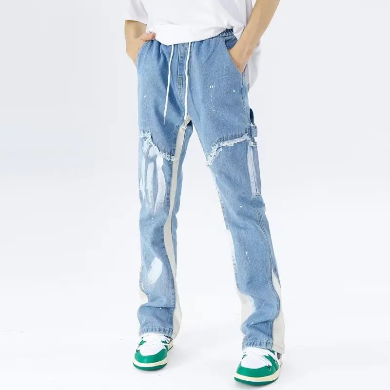 LuŸne jeansy rozkloszowane w stylu streetwear