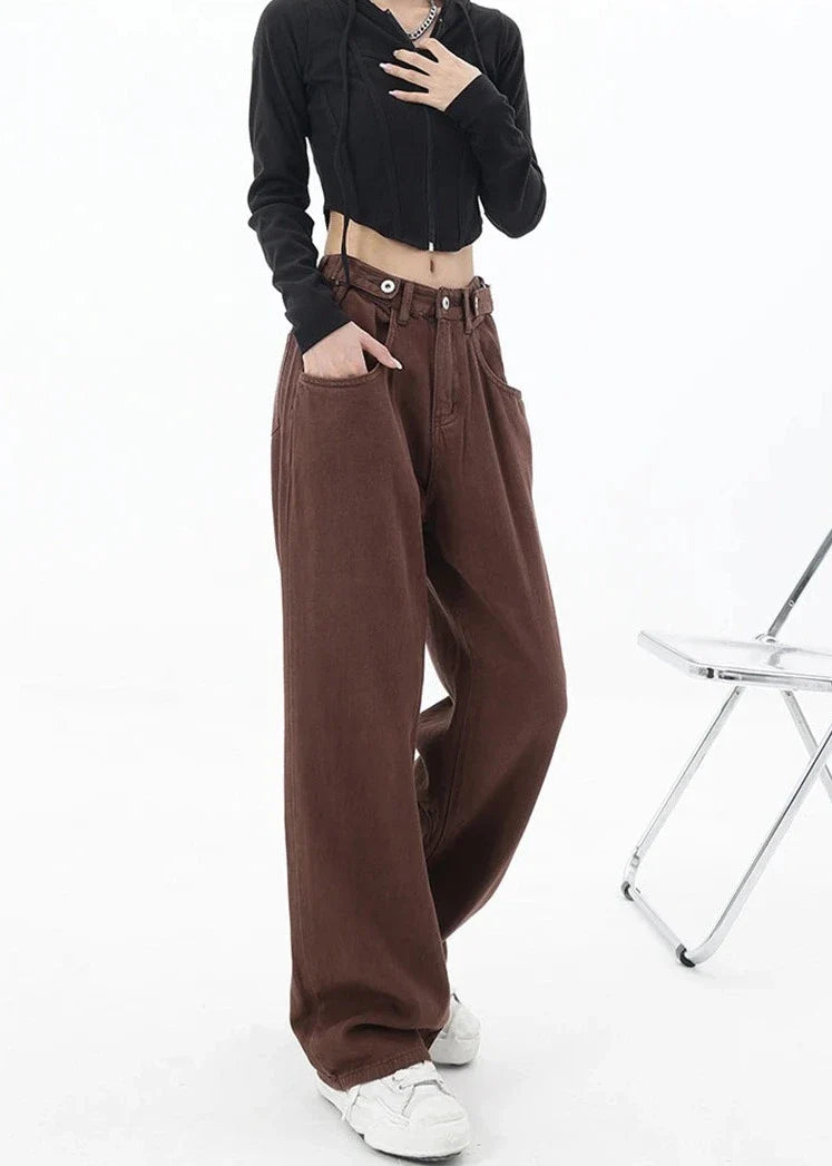 Casualowe jeansy z wysokim stanem