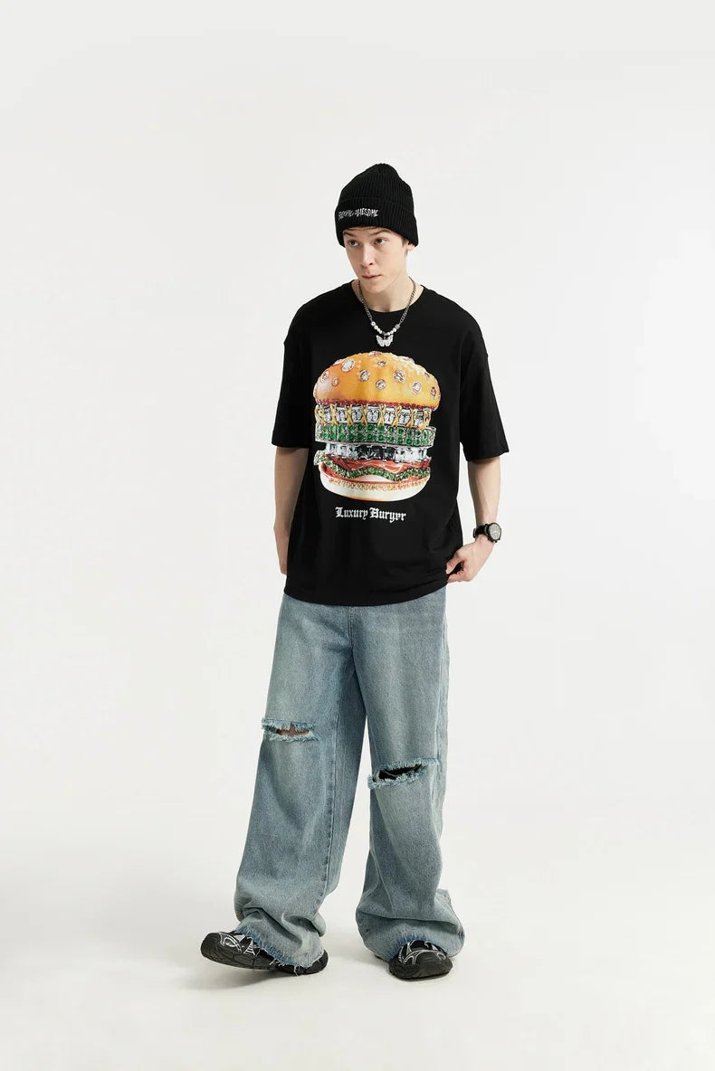 T-shirt z nadrukiem hamburgera