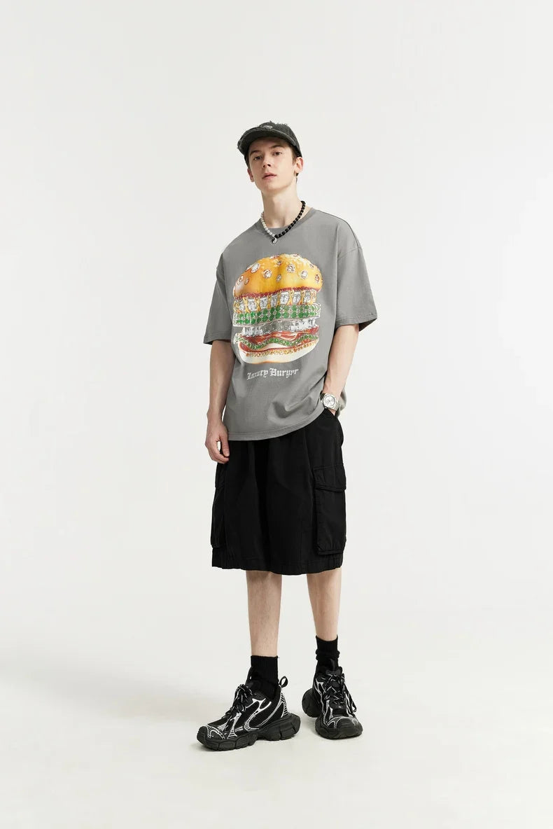 T-shirt z nadrukiem hamburgera