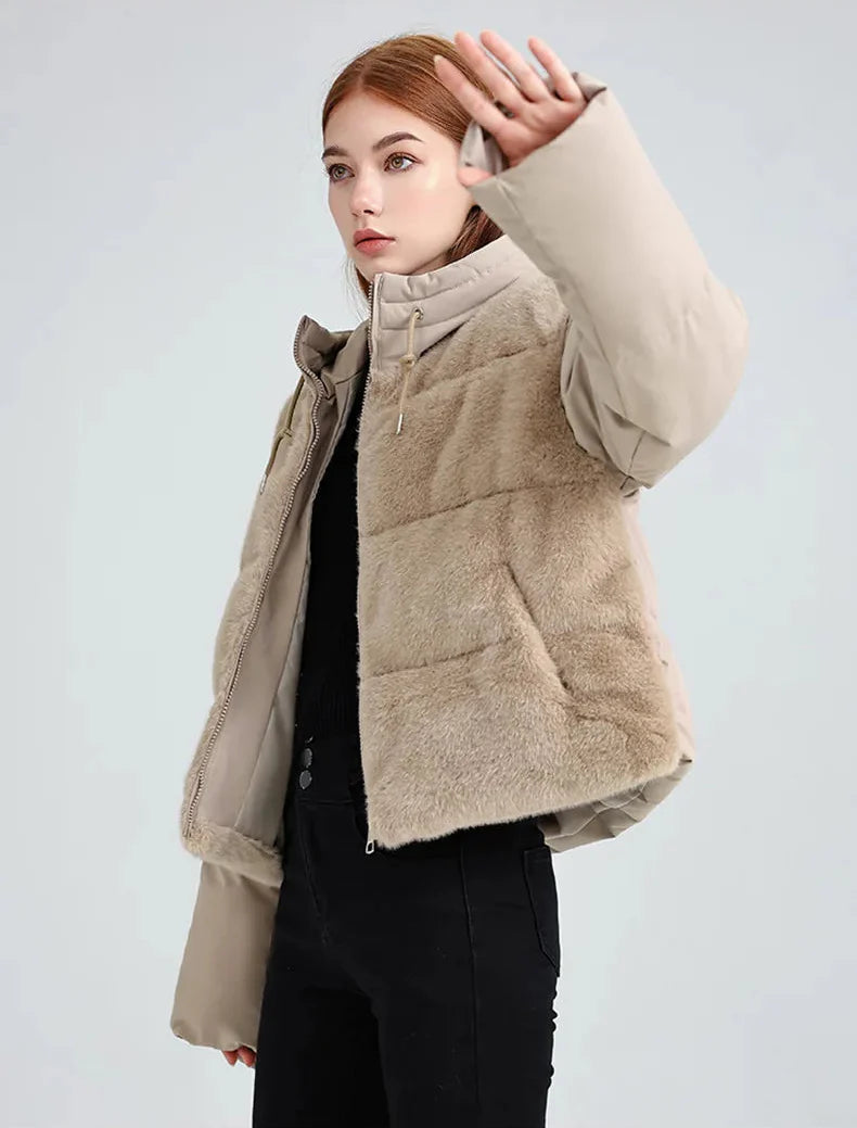 Kurtka futrzana z łączeniem