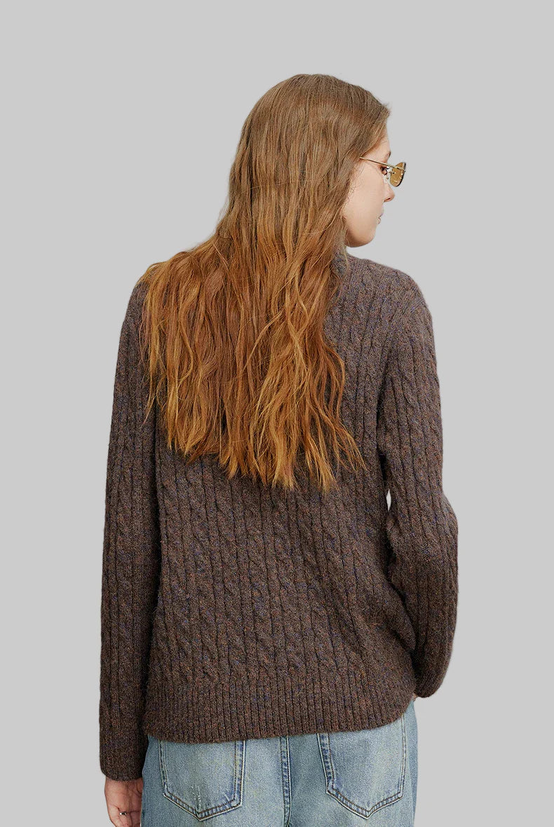 Sweter z dzianiny z wysokim kołnierzem i zamkiem błyskawicznym