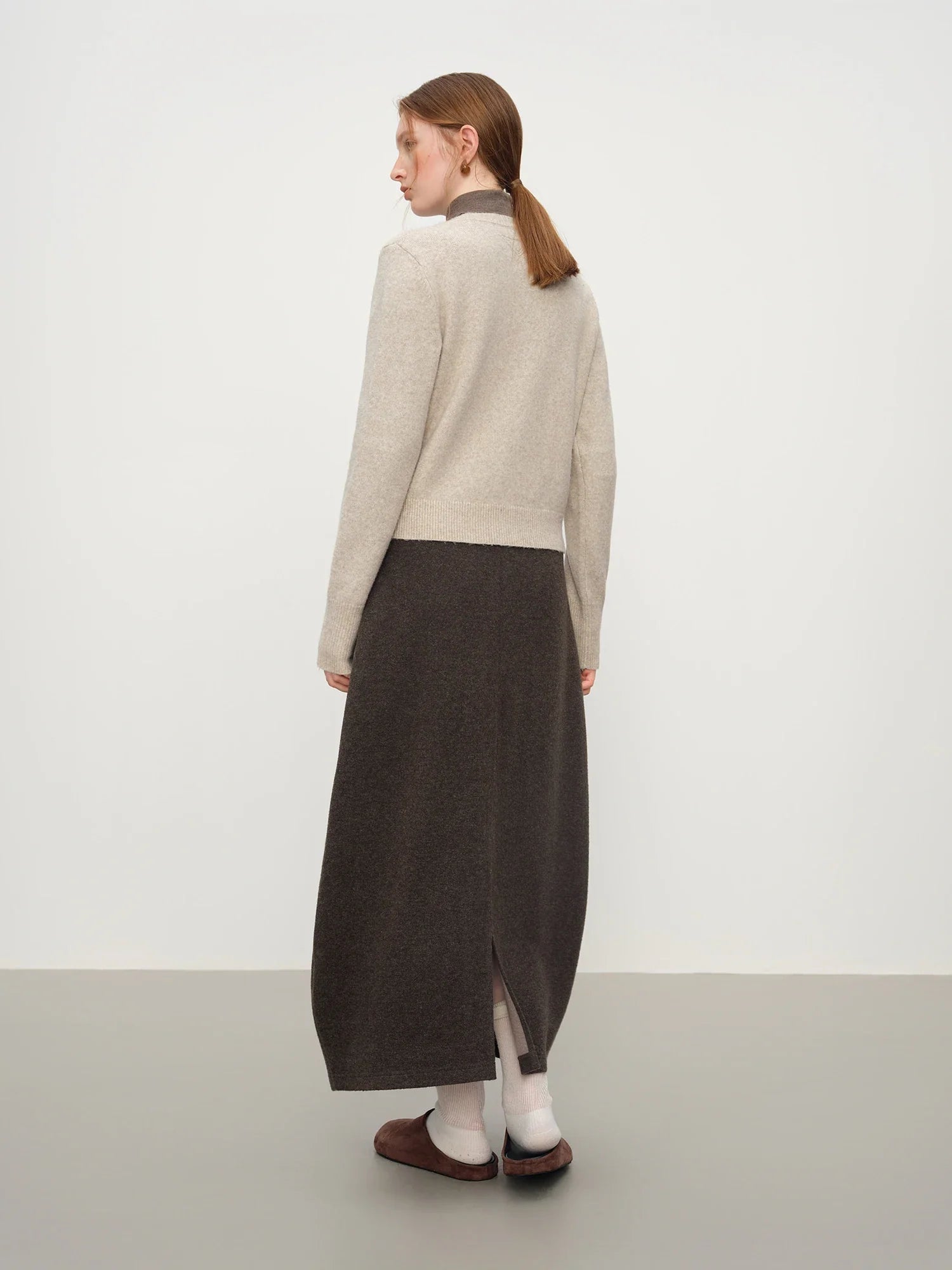 Kardigan z dzianiny mieszanej z wełnianymi guzikami