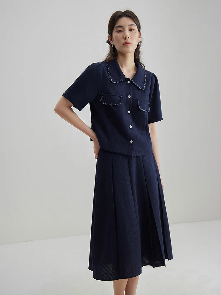 Elegancki klasyczny komplet top i spódnica