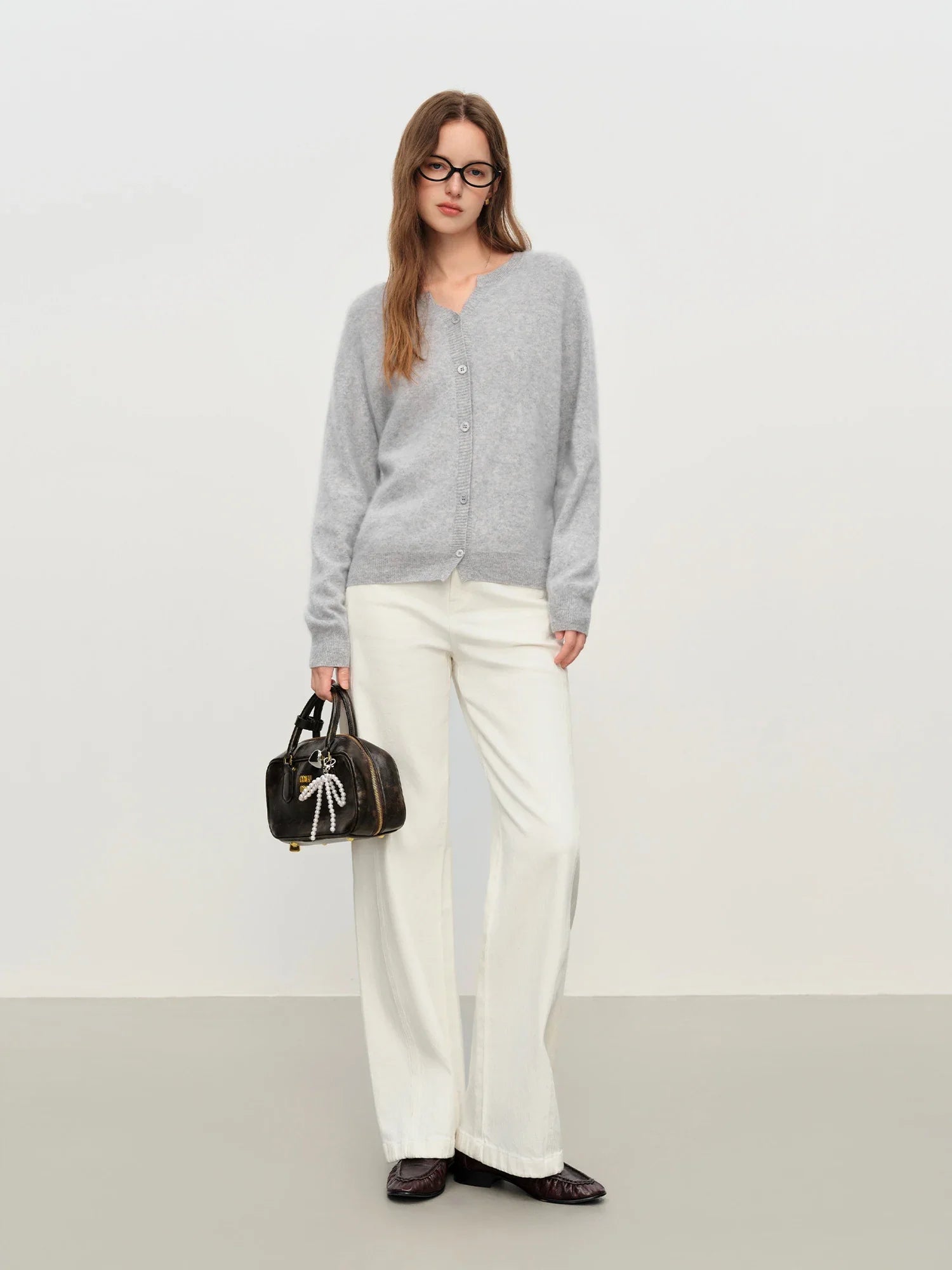 Kardigan dzianinowy z mieszanki wełny