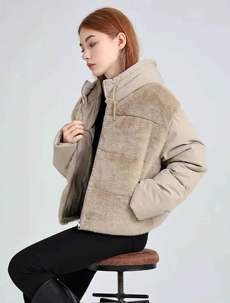 Kurtka futrzana z łączeniem