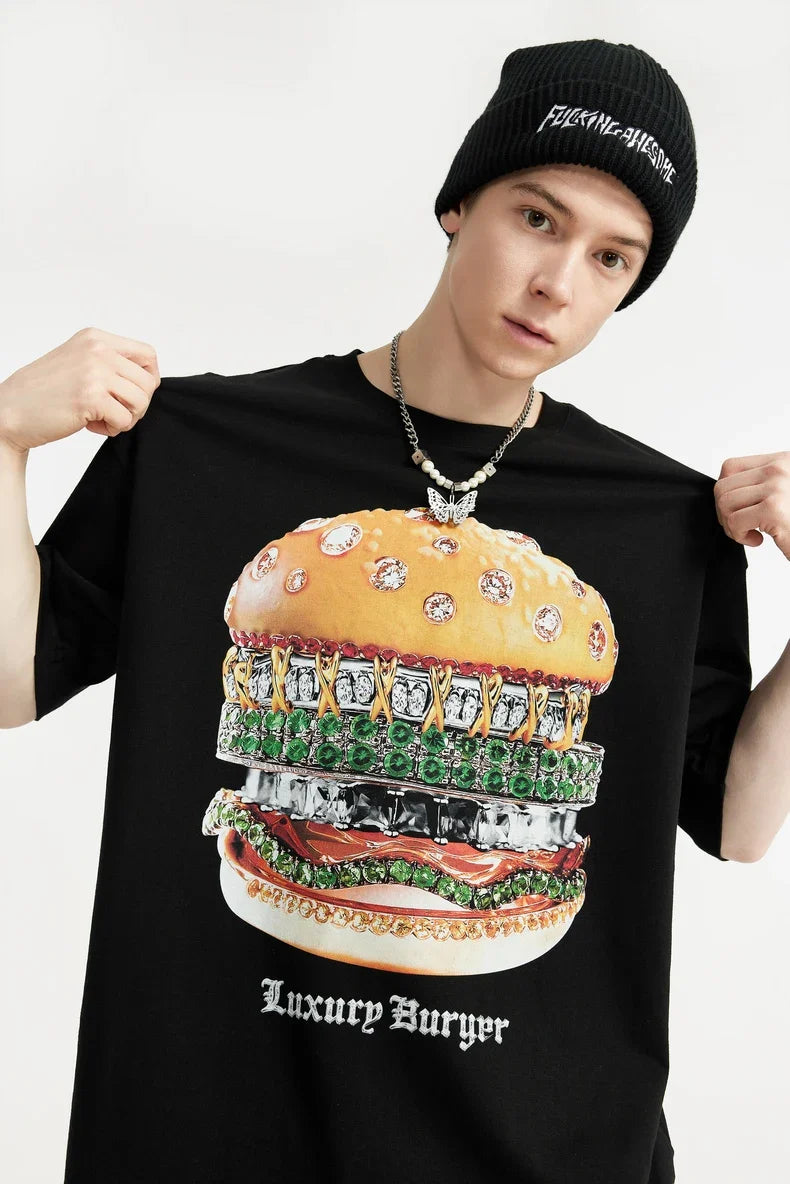 T-shirt z nadrukiem hamburgera