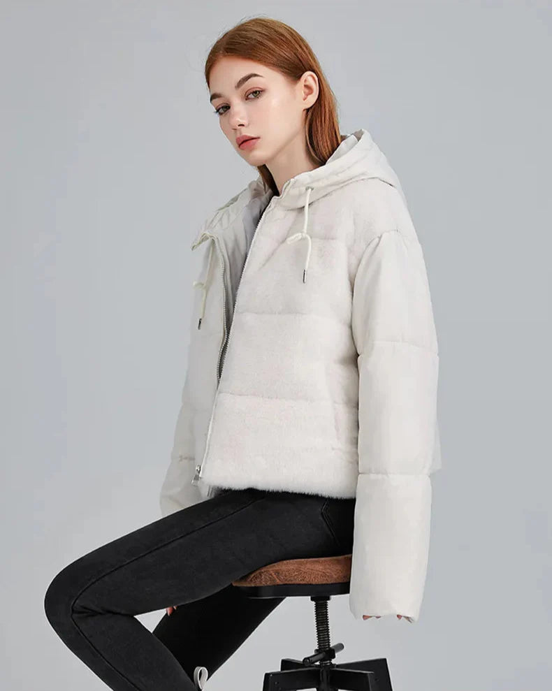 Kurtka futrzana z łączeniem