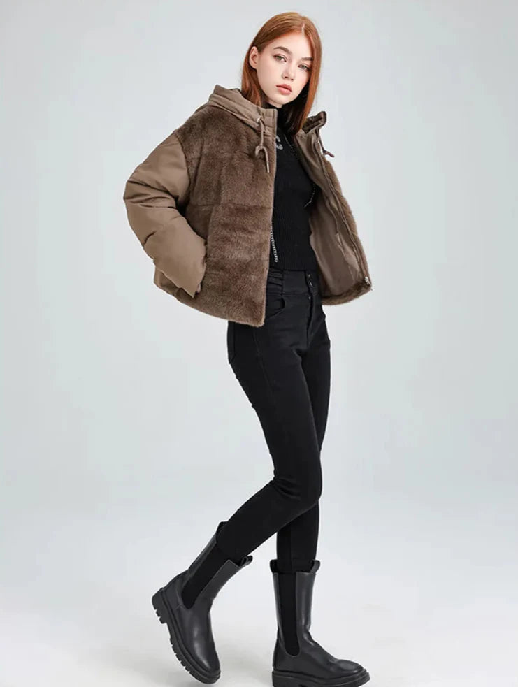 Kurtka futrzana z łączeniem