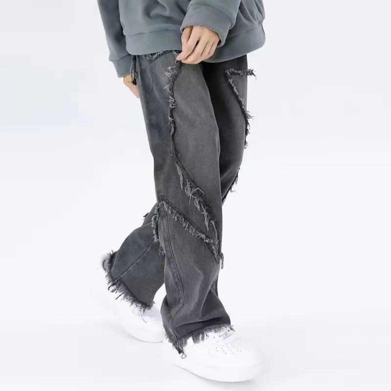 Przecierane jeansy typu oversize