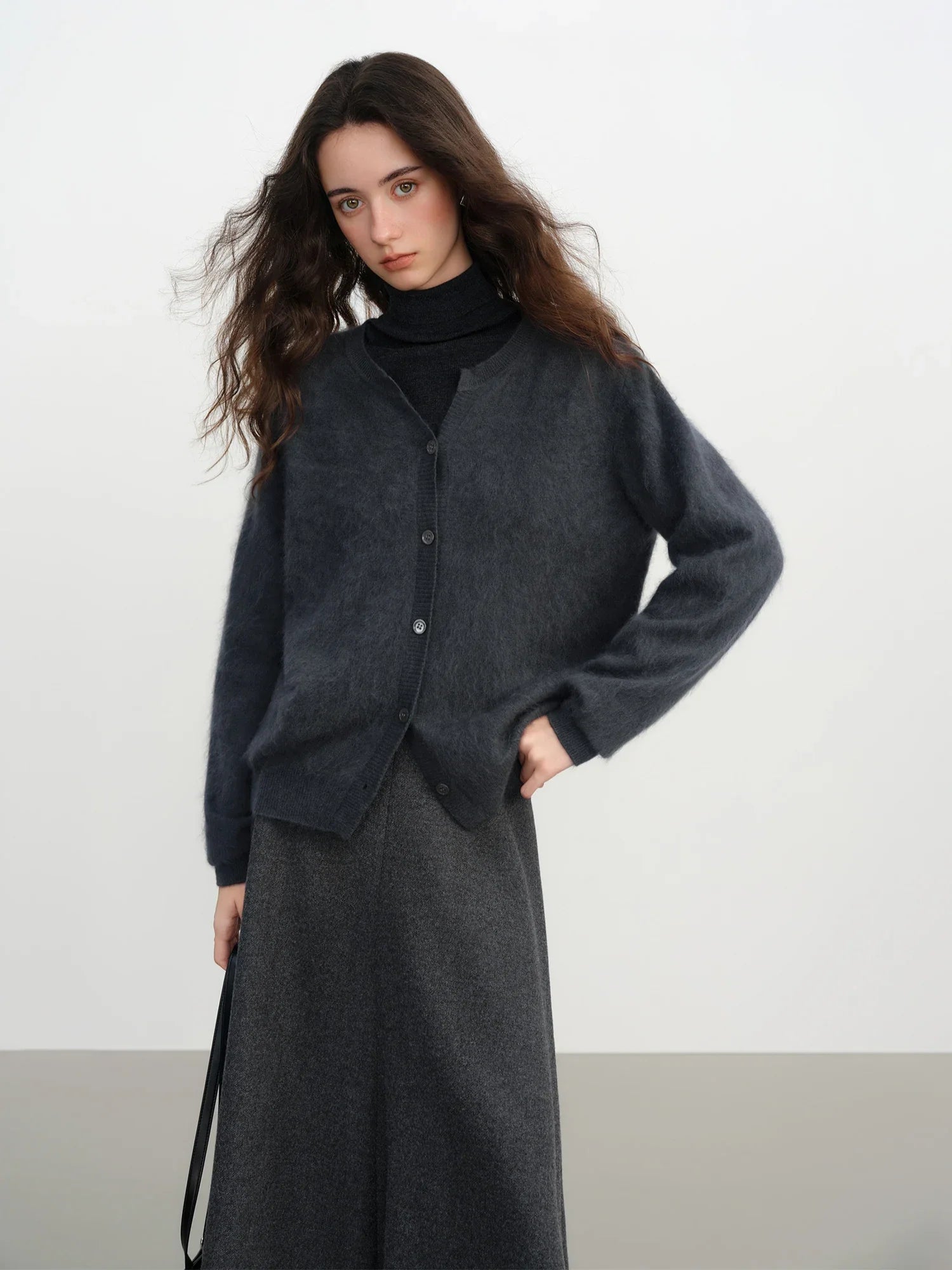 Kardigan dzianinowy z mieszanki wełny