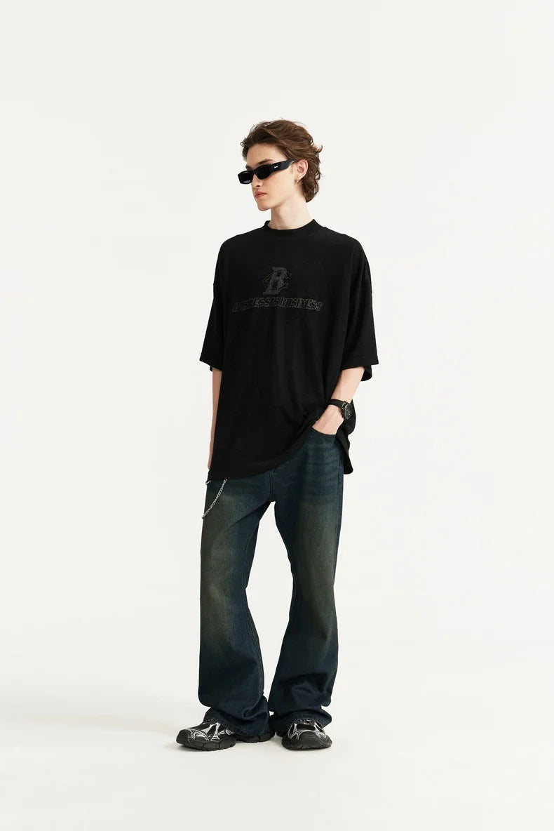 T-shirt oversize ze stójką