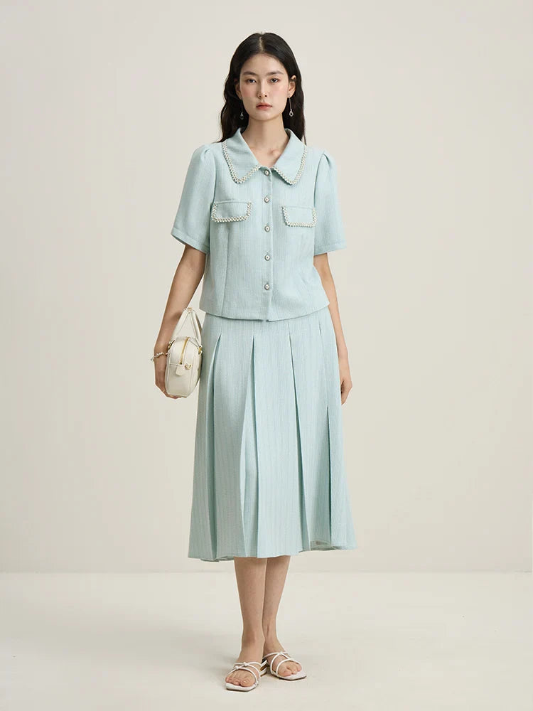 Elegancki klasyczny komplet top i spódnica