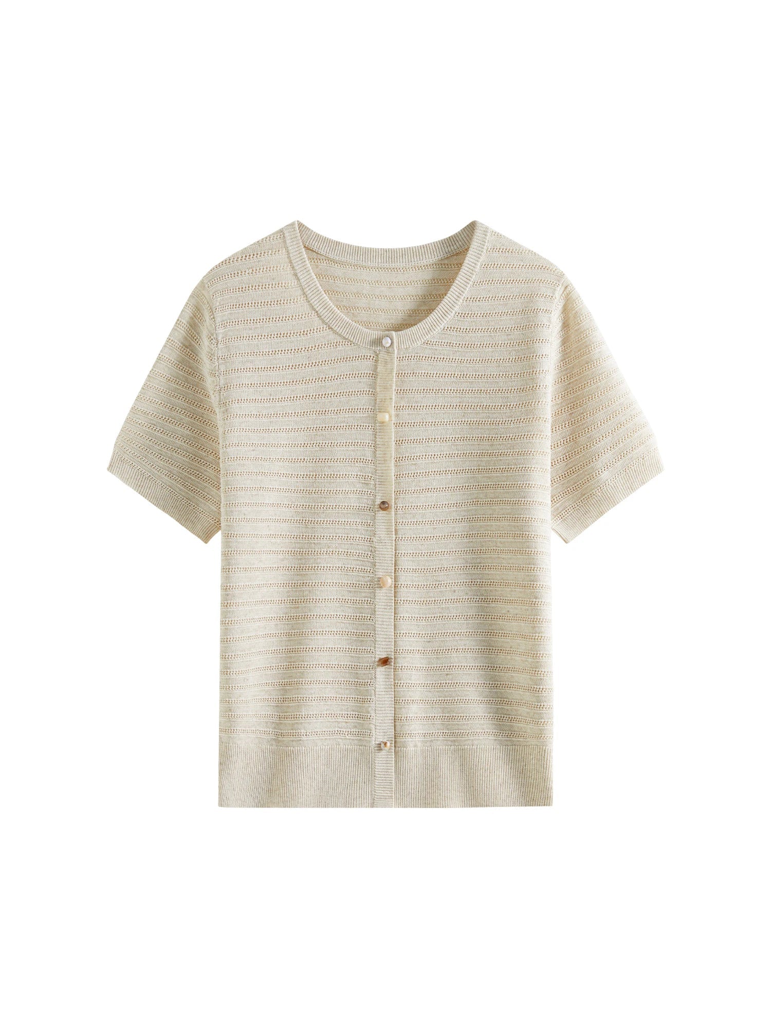 Beżowy szydełkowy top dzianinowy