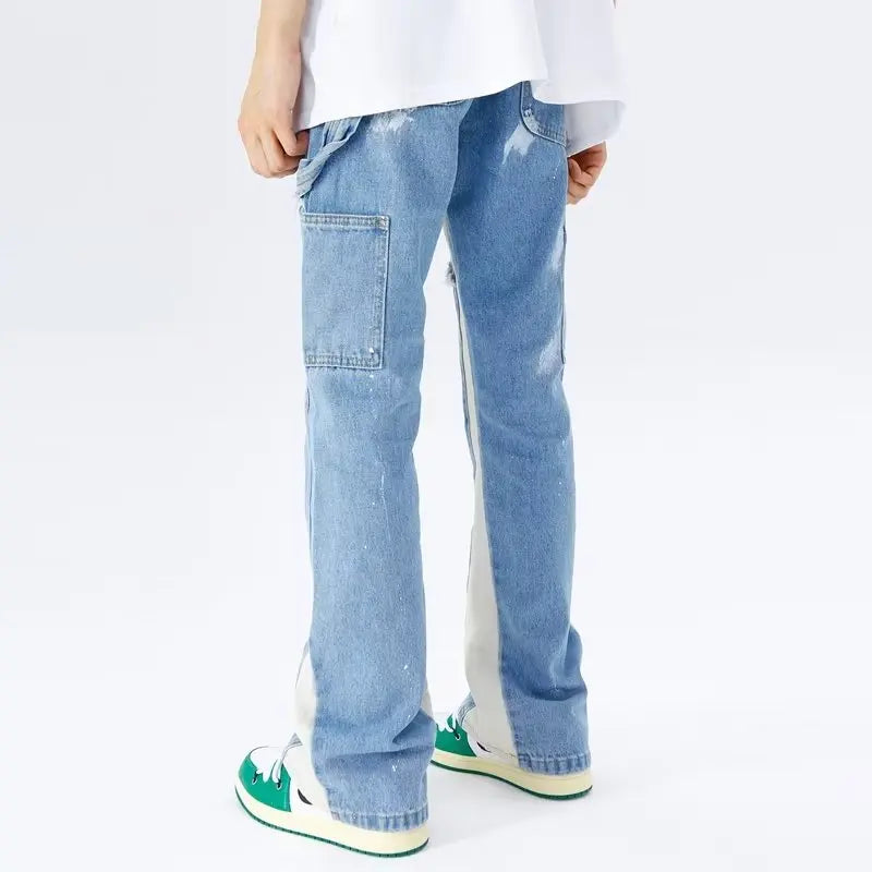 LuŸne jeansy rozkloszowane w stylu streetwear