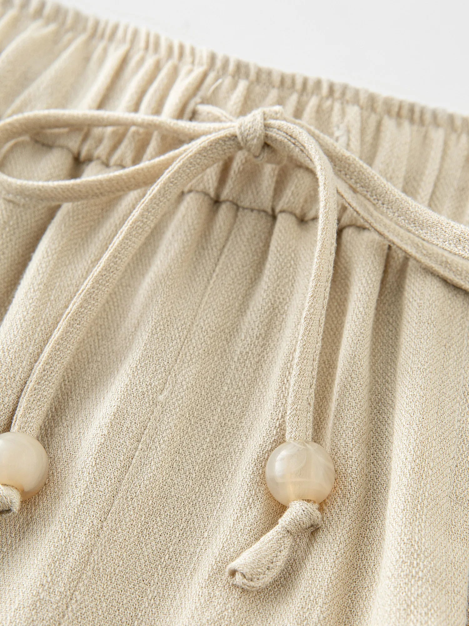 Lniane proste, elastyczne spodnie casualowe z wysokim stanem