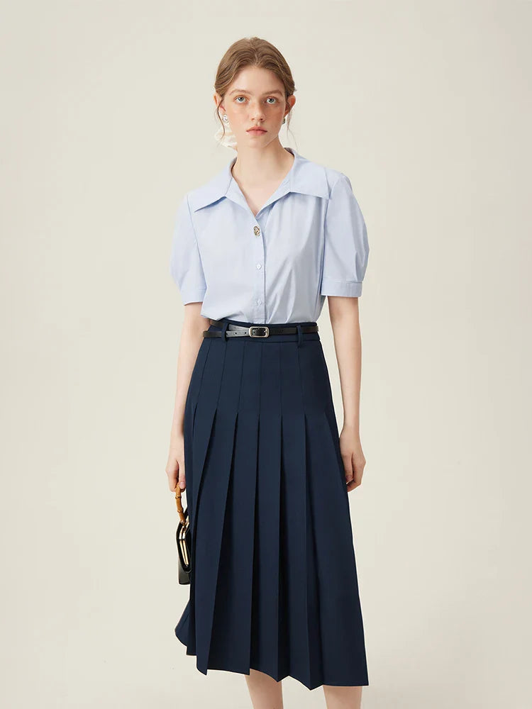 Elegancka spódnica w paski o średniej długości