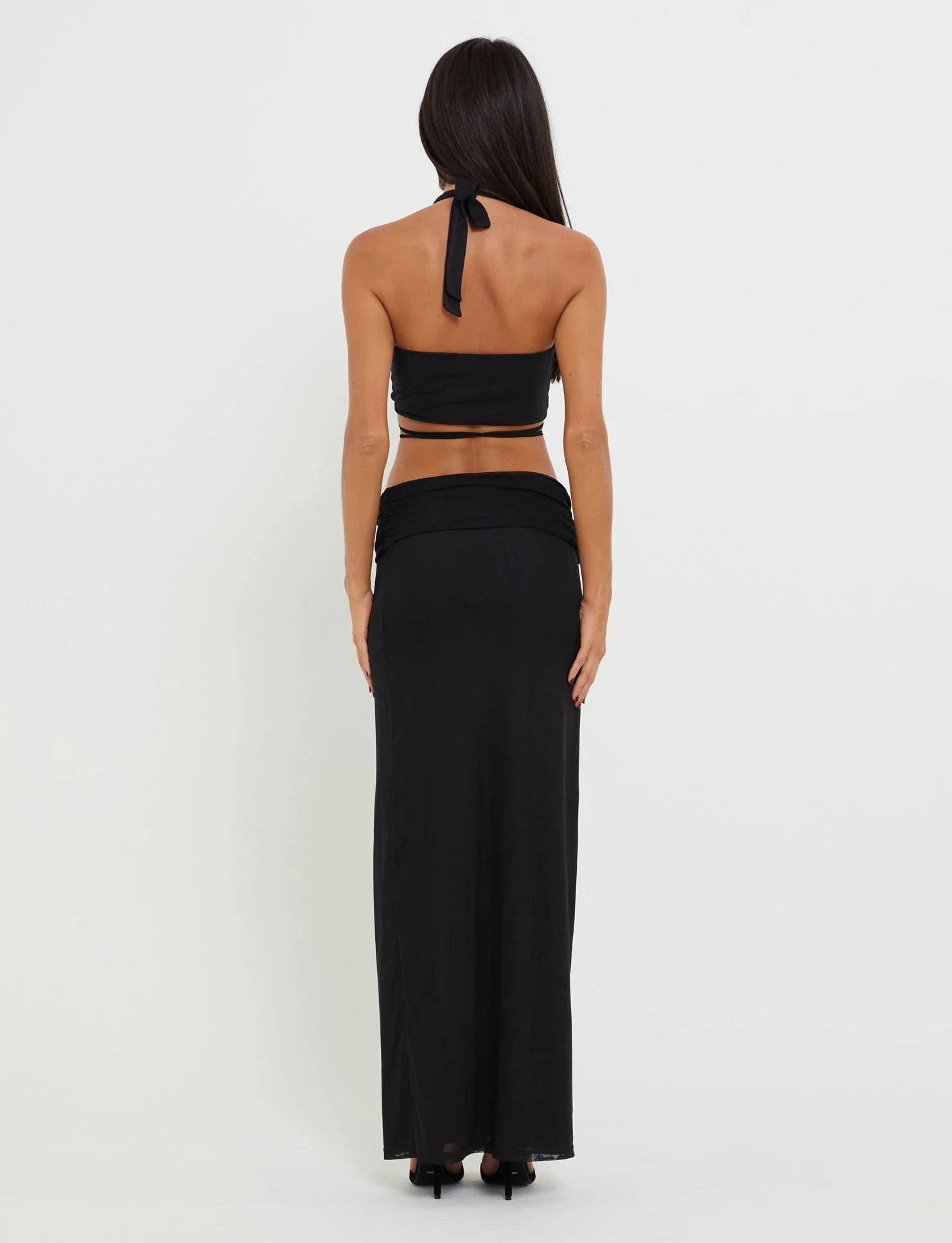 Spódnica maxi z wycięciem z przodu Crop Top Set